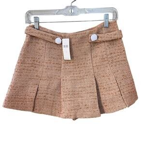 NWT Anthropologie ASTR Tan Camel Tweed Pleated Skort Size Small